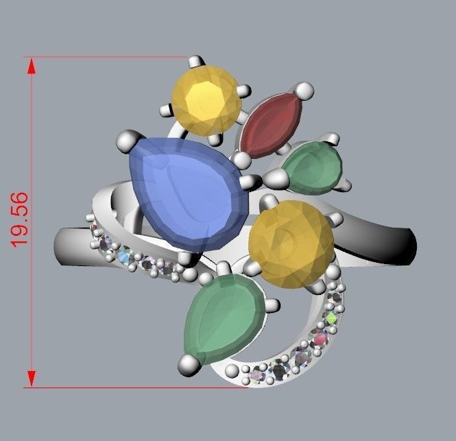 Design Women ring with gems 3dm stl 3D print model 3D print model_15