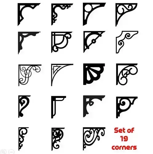 Set of 19 Corners for Decoration and shelving  3D print model