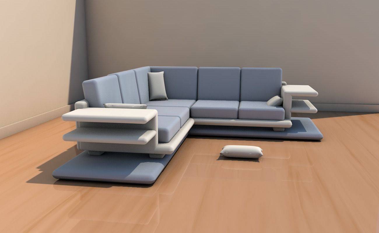Long sofa 3D model_2