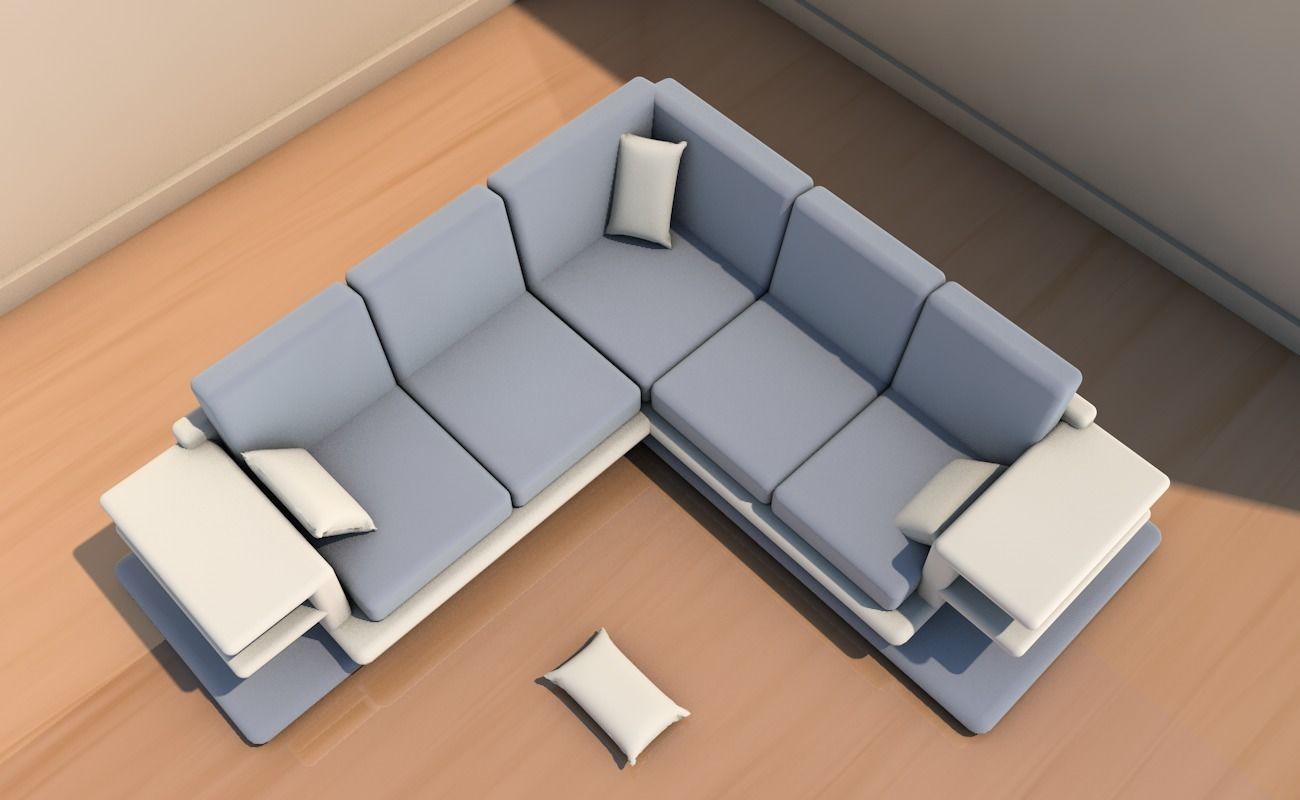 Long sofa 3D model_3