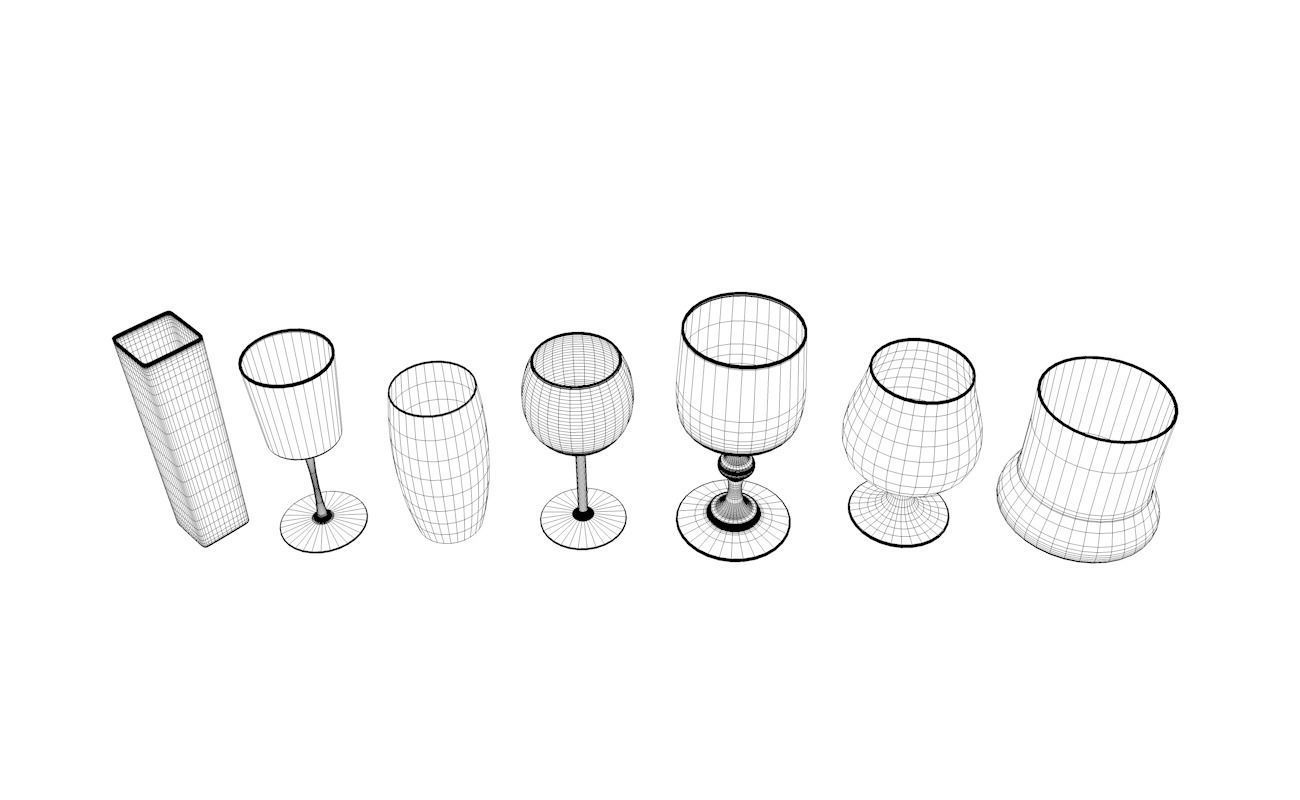 Pack of glasses 3D model_8