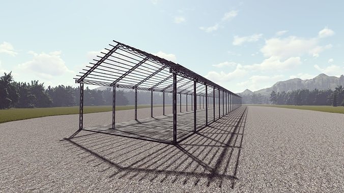 Detailed Building steel canopy- Exterior 3Dsmax - Revit 3D model