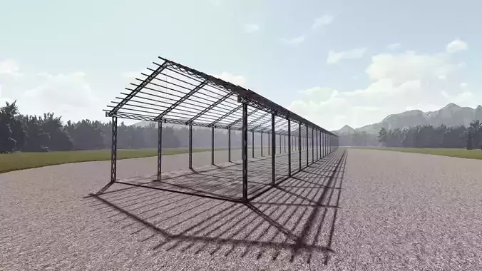 Detailed Building steel canopy- Exterior 3Dsmax - Revit 3D model