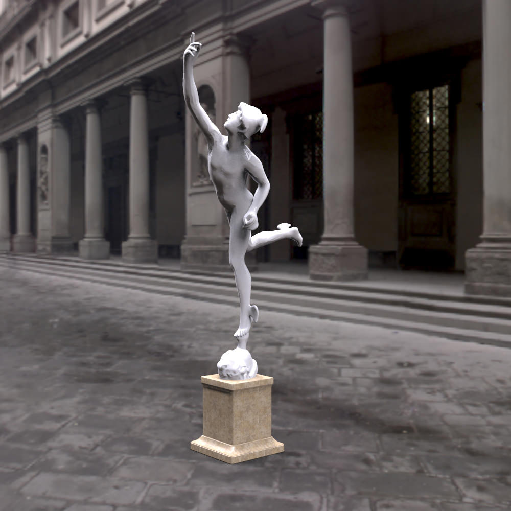 Mercury statue of gymnast 3D model_4