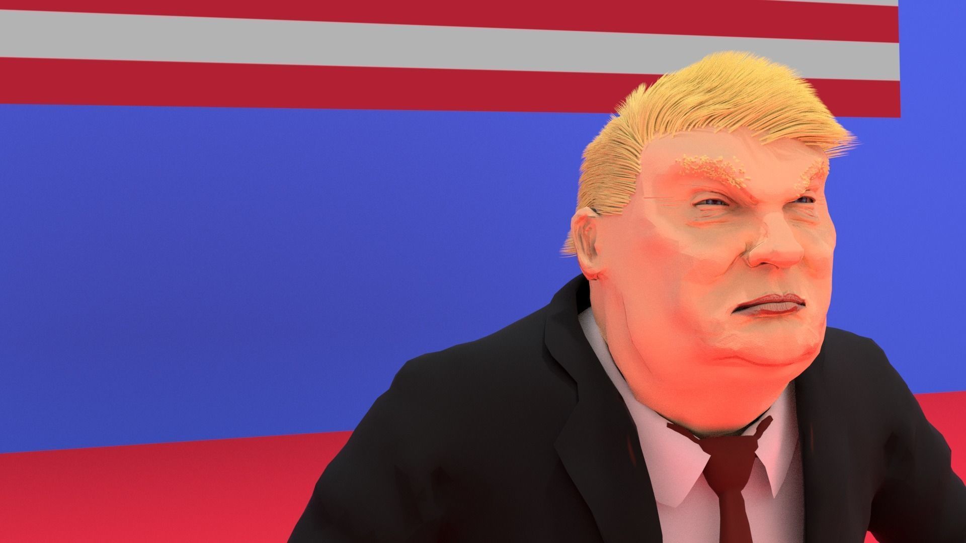 Donald Trump Rigged Animated Character 2018 3D model_5