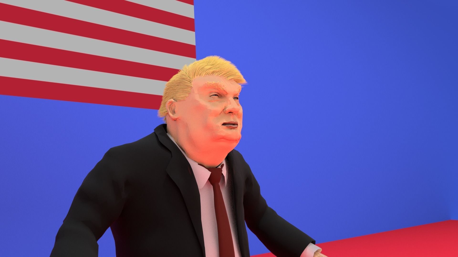 Donald Trump Rigged Animated Character 2018 3D model_3
