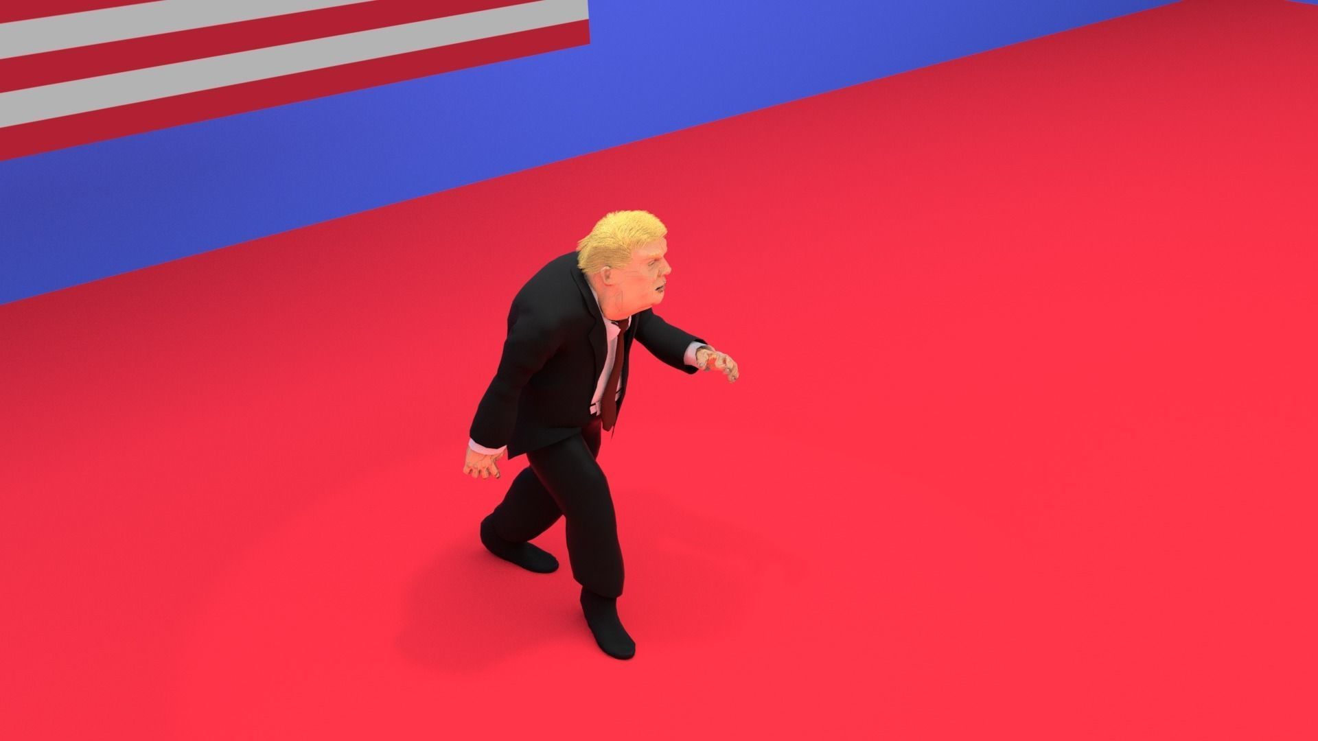 Donald Trump Rigged Animated Character 2018 3D model_4