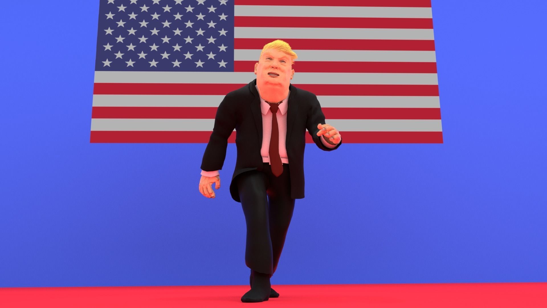 Donald Trump Rigged Animated Character 2018 3D model_2
