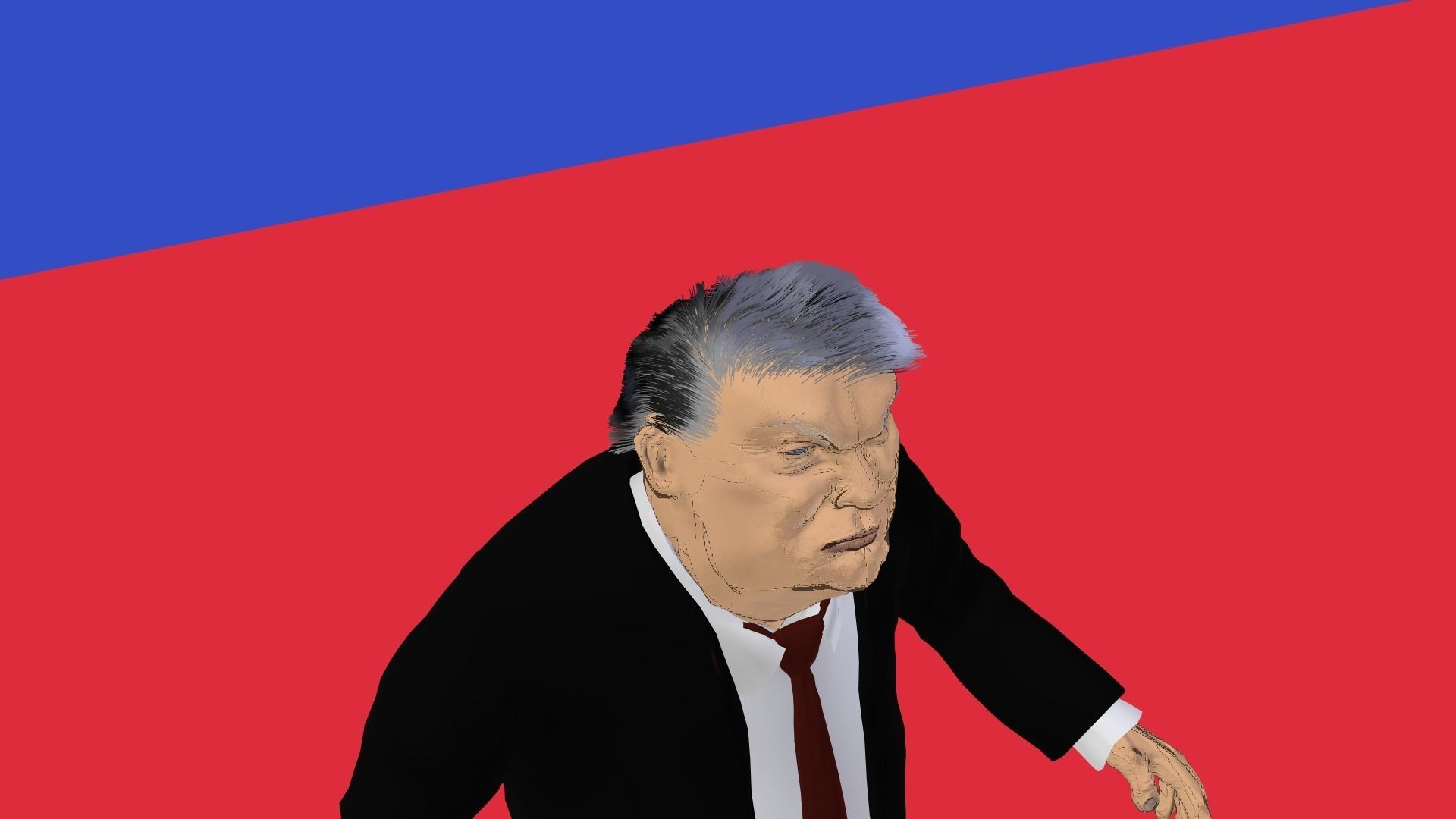 Donald Trump Rigged Animated Character 2018 3D model_11