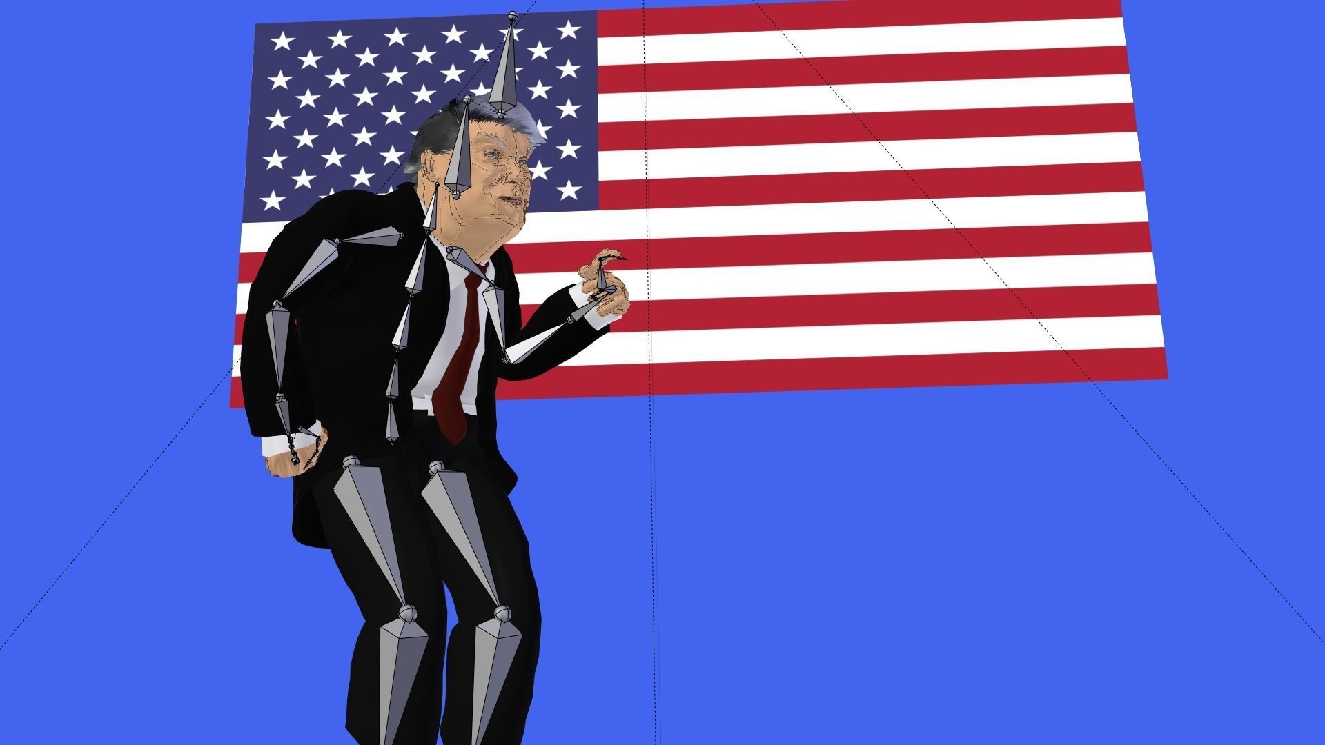 Donald Trump Rigged Animated Character 2018 3D model_8