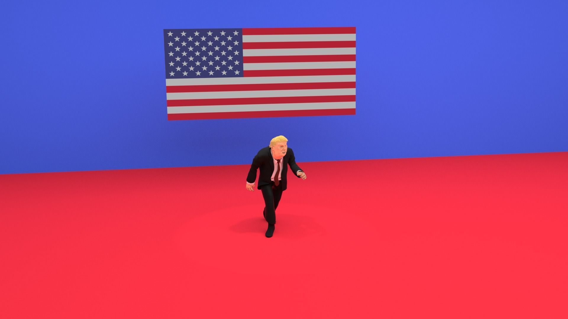 Donald Trump Rigged Animated Character 2018 3D model_7