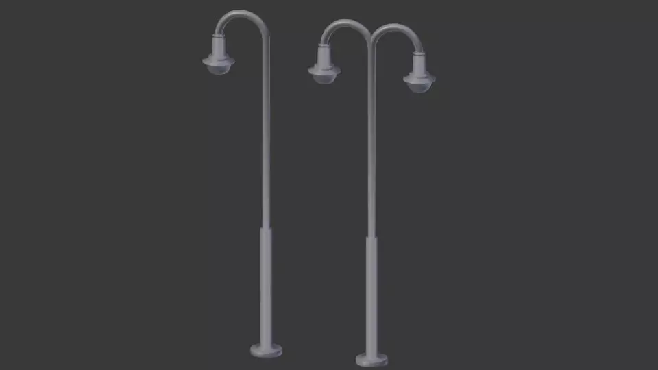 Streetlight two street lamps Low-poly 3D model