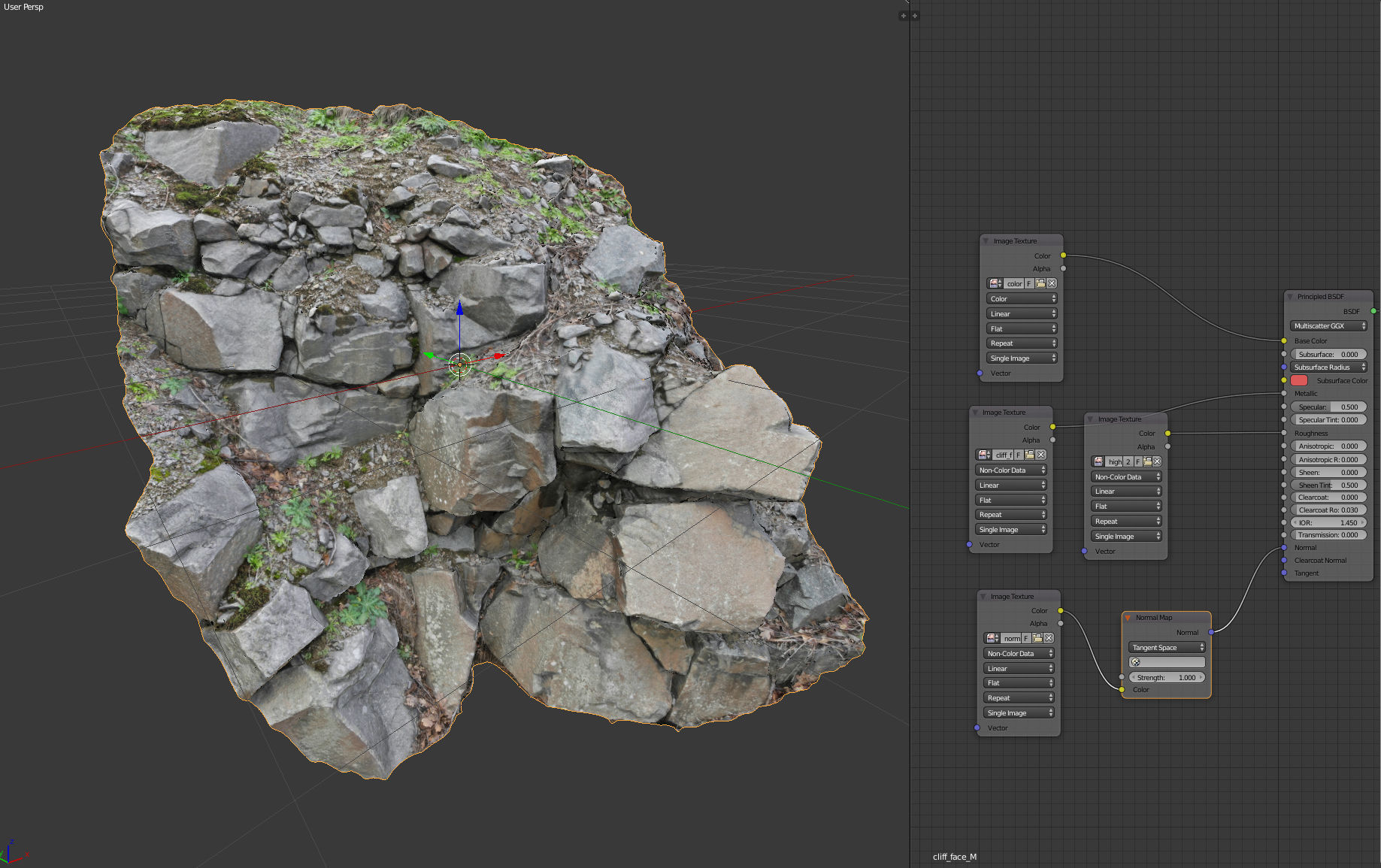 3d scanned cliff face M 3D model_1