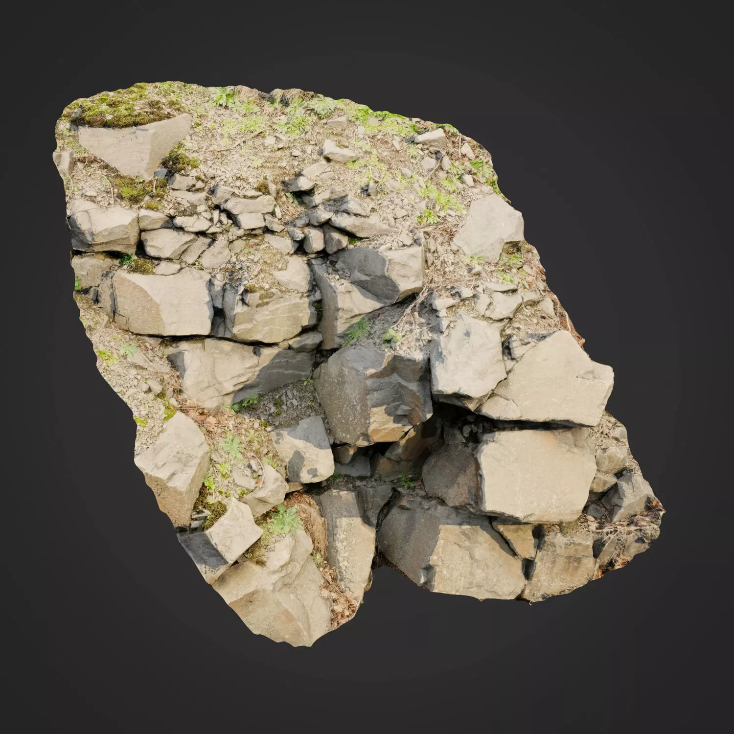 3d scanned cliff face M 3D model_0