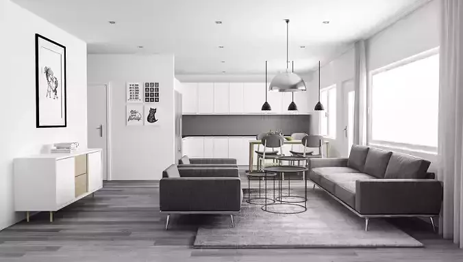 3D scandinavian interior  3D model