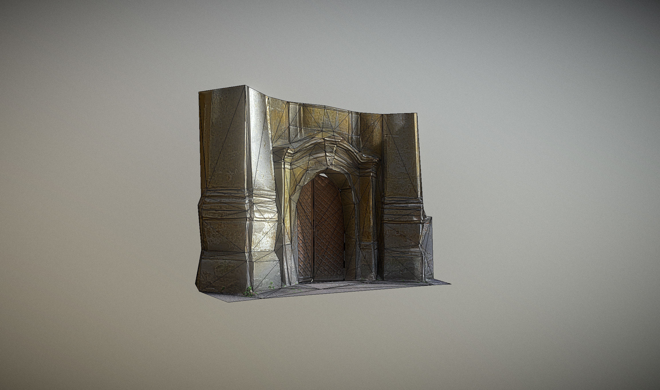 Old rusty church gate scan Low-poly 3D model_15