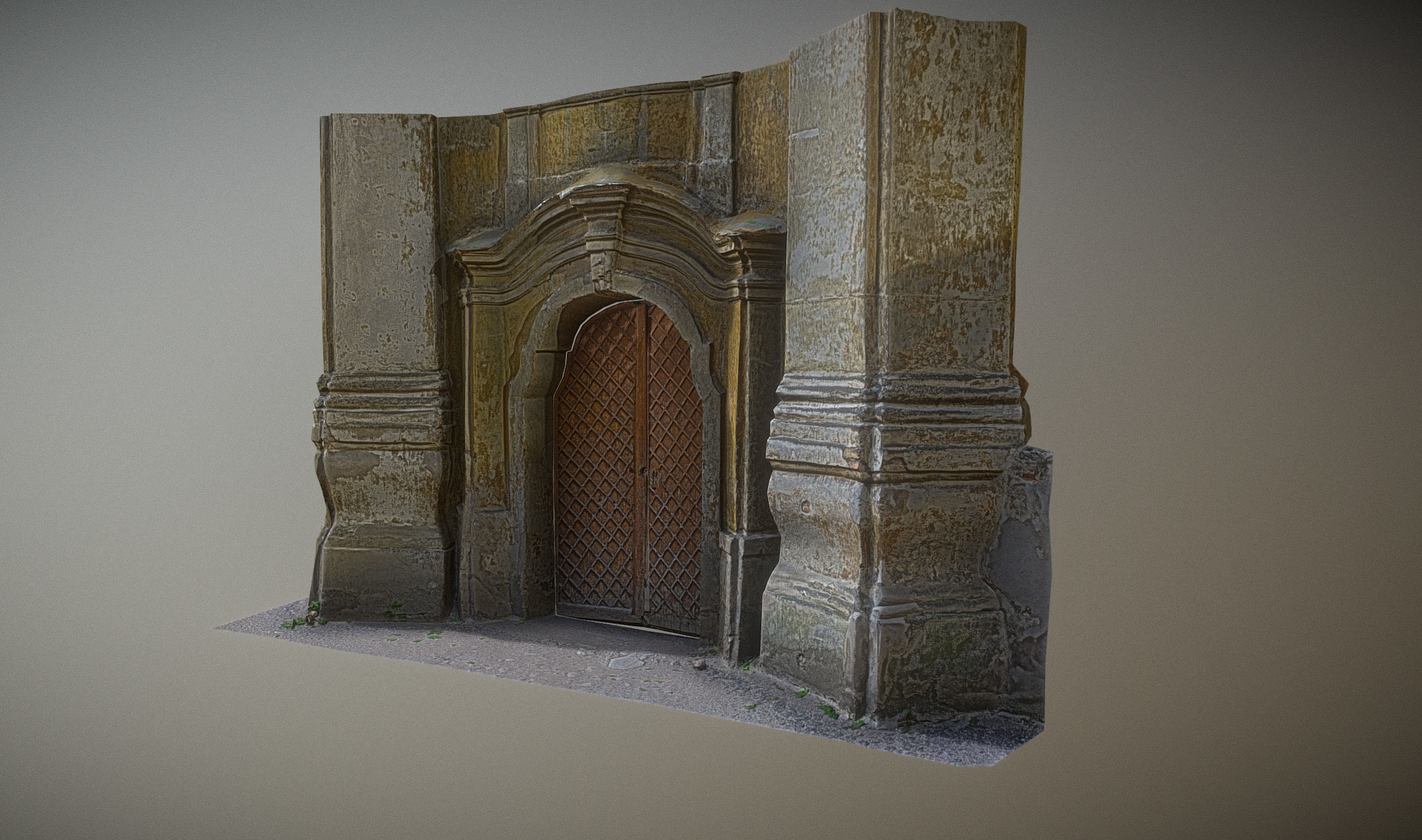Old rusty church gate scan Low-poly 3D model_4