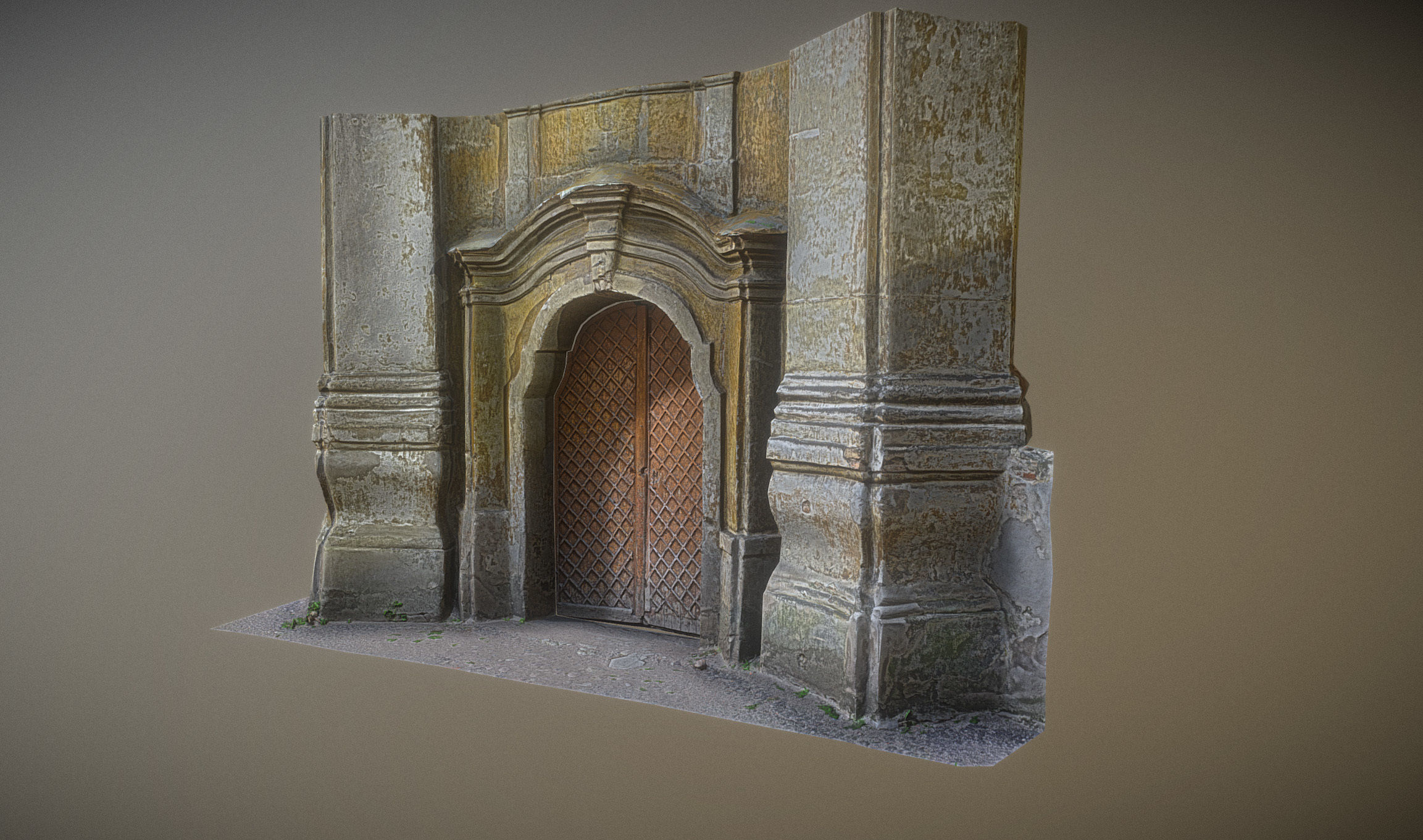 Old rusty church gate scan Low-poly 3D model_7
