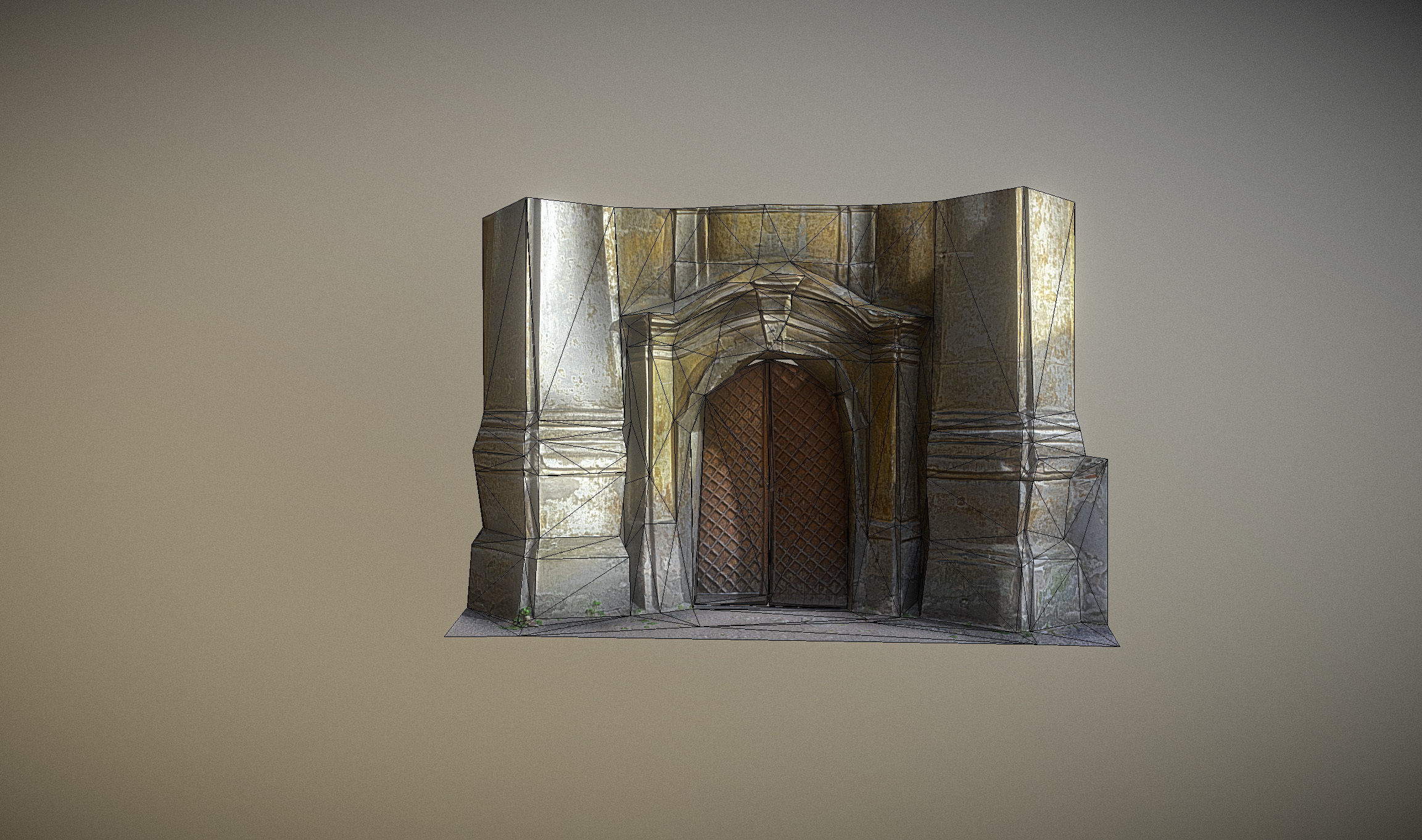 Old rusty church gate scan Low-poly 3D model_14