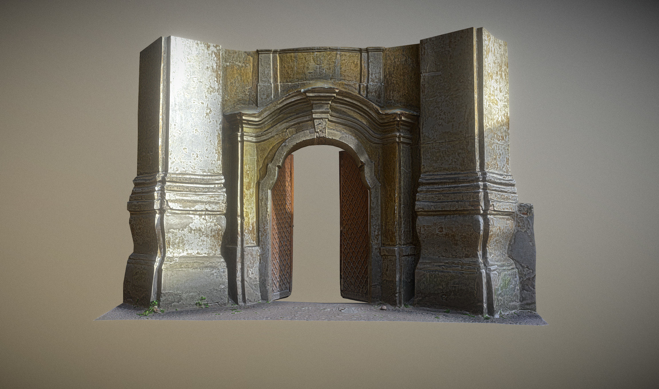 Old rusty church gate scan Low-poly 3D model_18