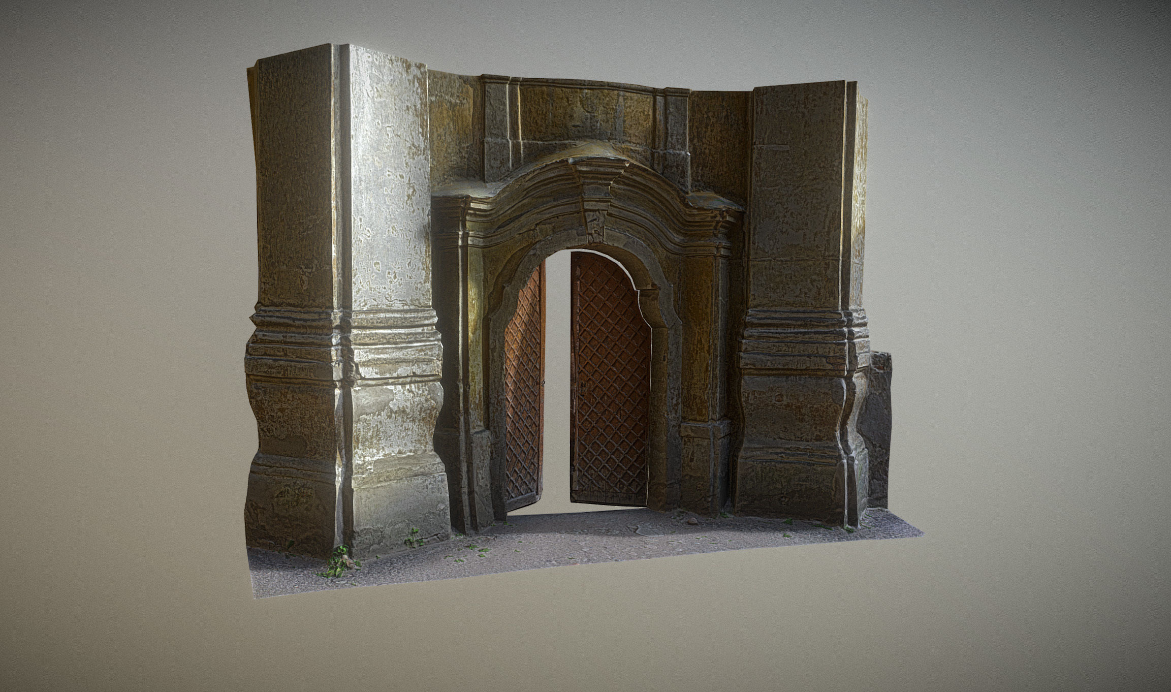 Old rusty church gate scan Low-poly 3D model_10