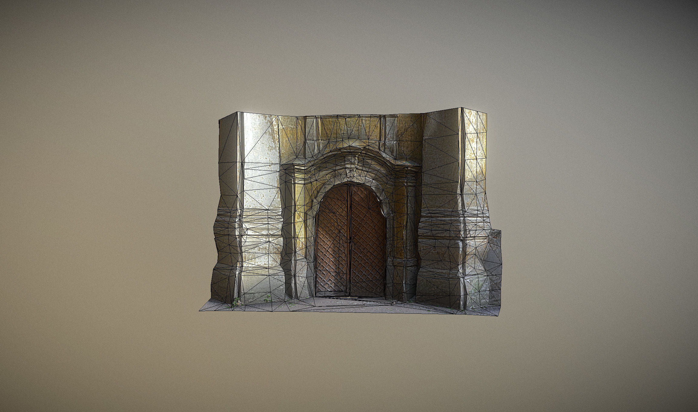 Old rusty church gate scan Low-poly 3D model_13