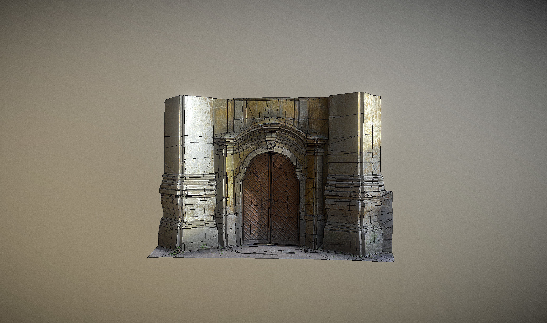 Old rusty church gate scan Low-poly 3D model_12