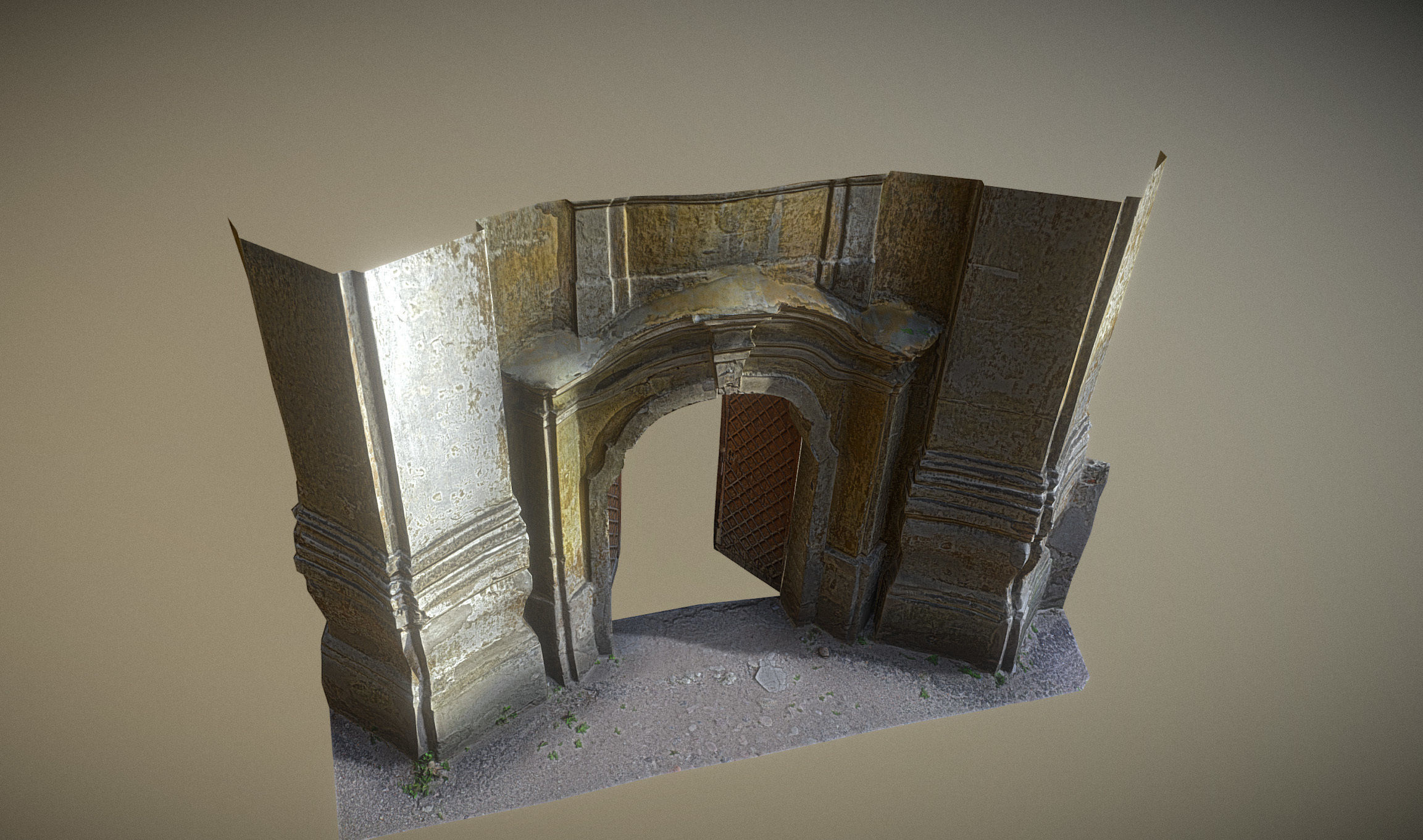 Old rusty church gate scan Low-poly 3D model_21