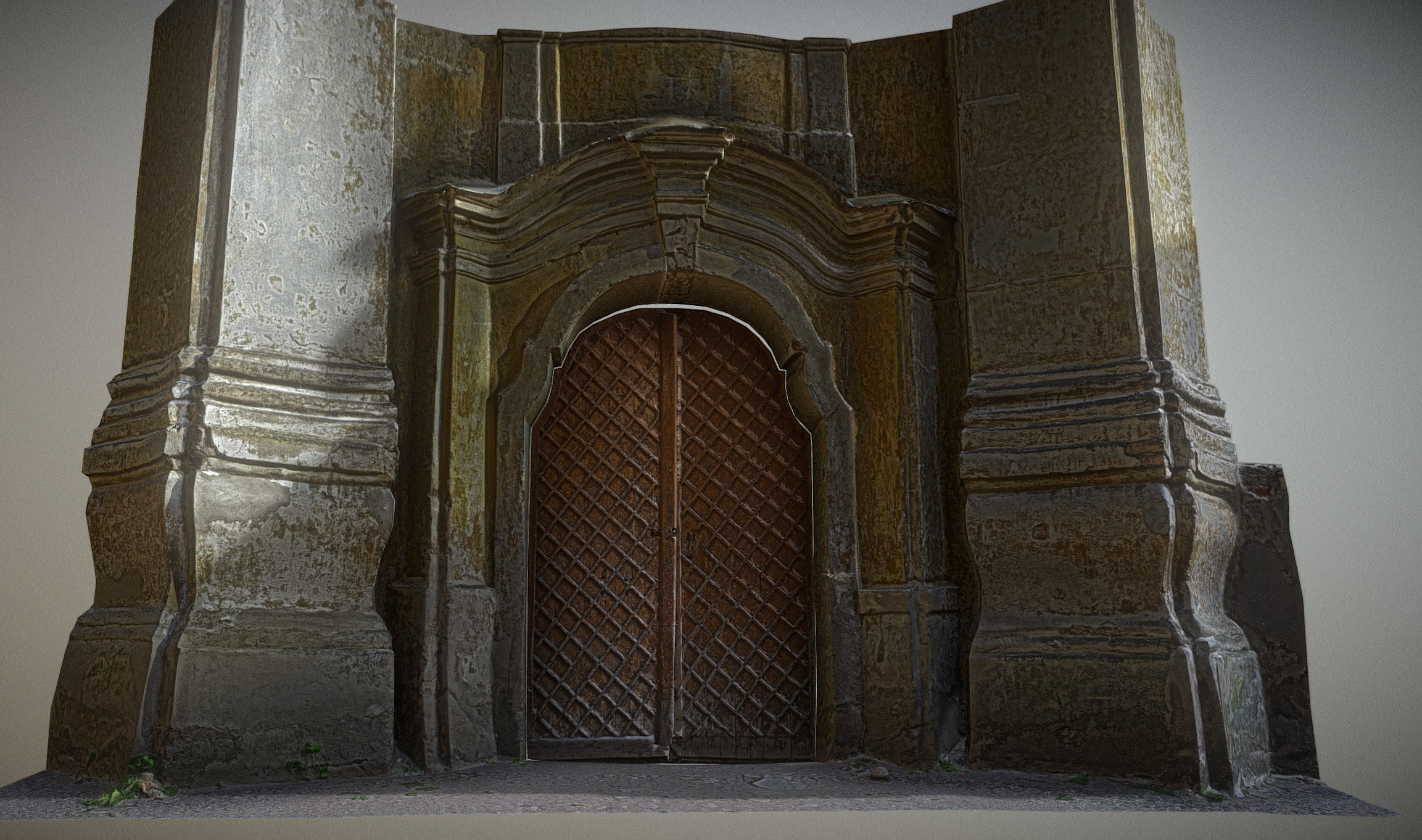 Old rusty church gate scan Low-poly 3D model_2