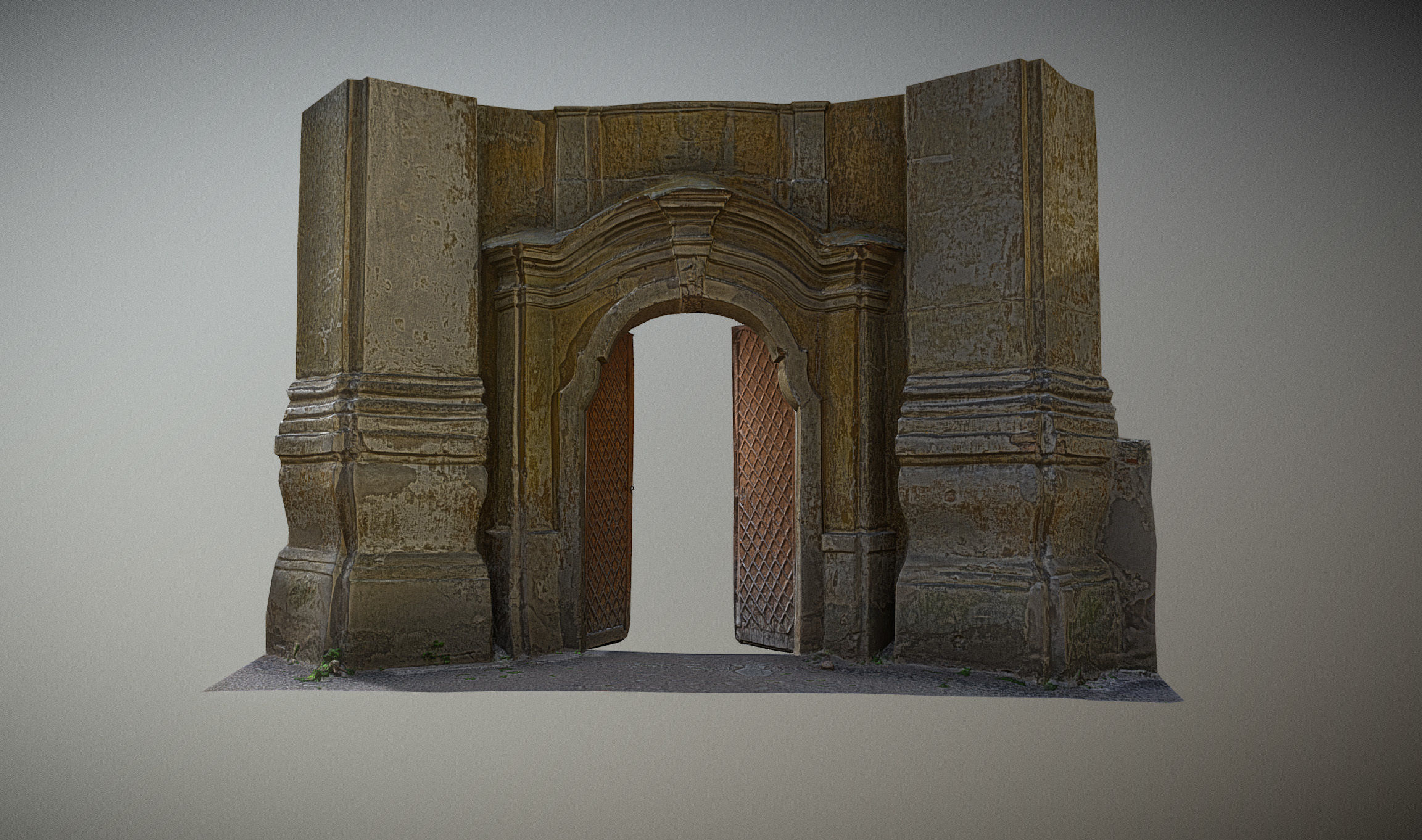 Old rusty church gate scan Low-poly 3D model_19