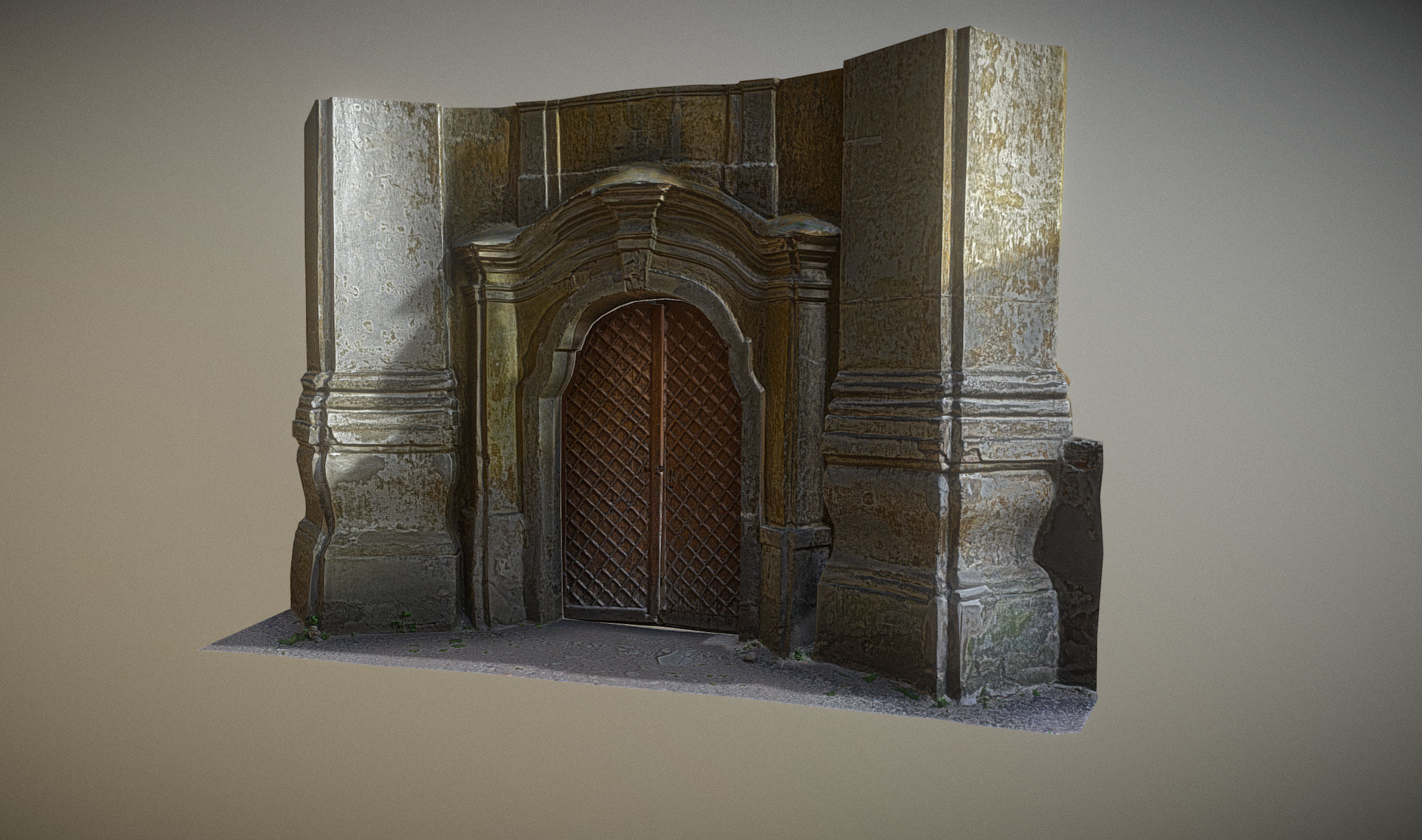 Old rusty church gate scan Low-poly 3D model_3