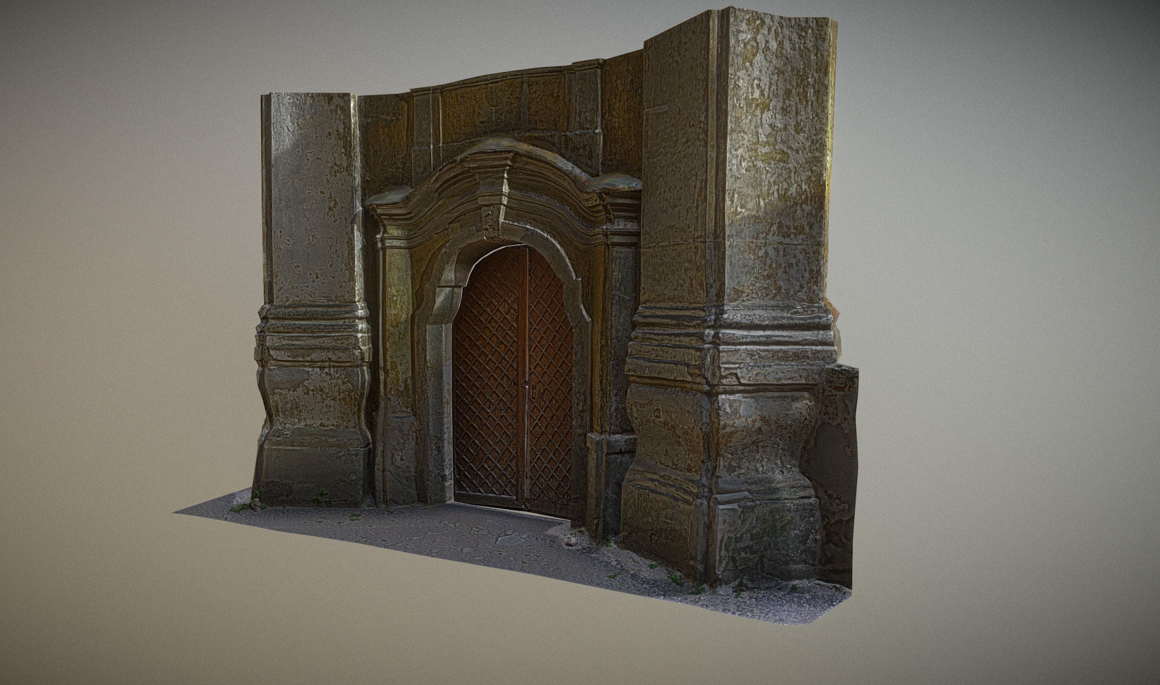 Old rusty church gate scan Low-poly 3D model_5