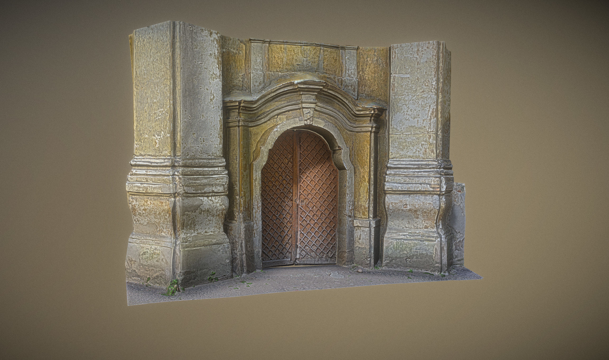 Old rusty church gate scan Low-poly 3D model_8