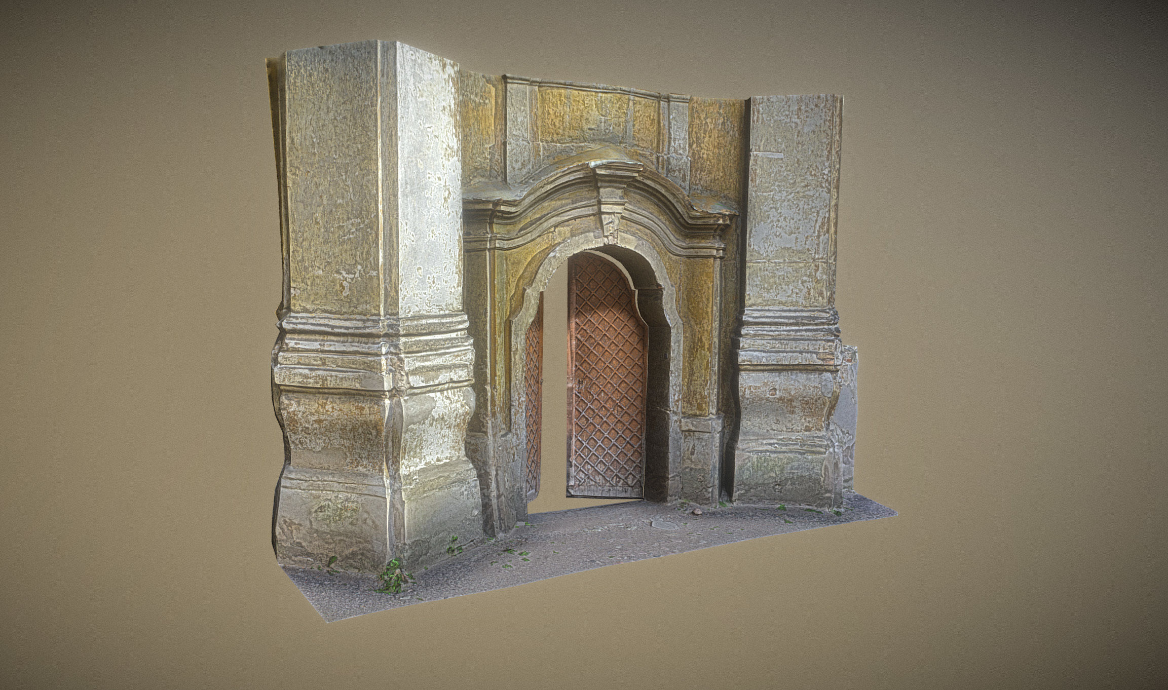 Old rusty church gate scan Low-poly 3D model_11