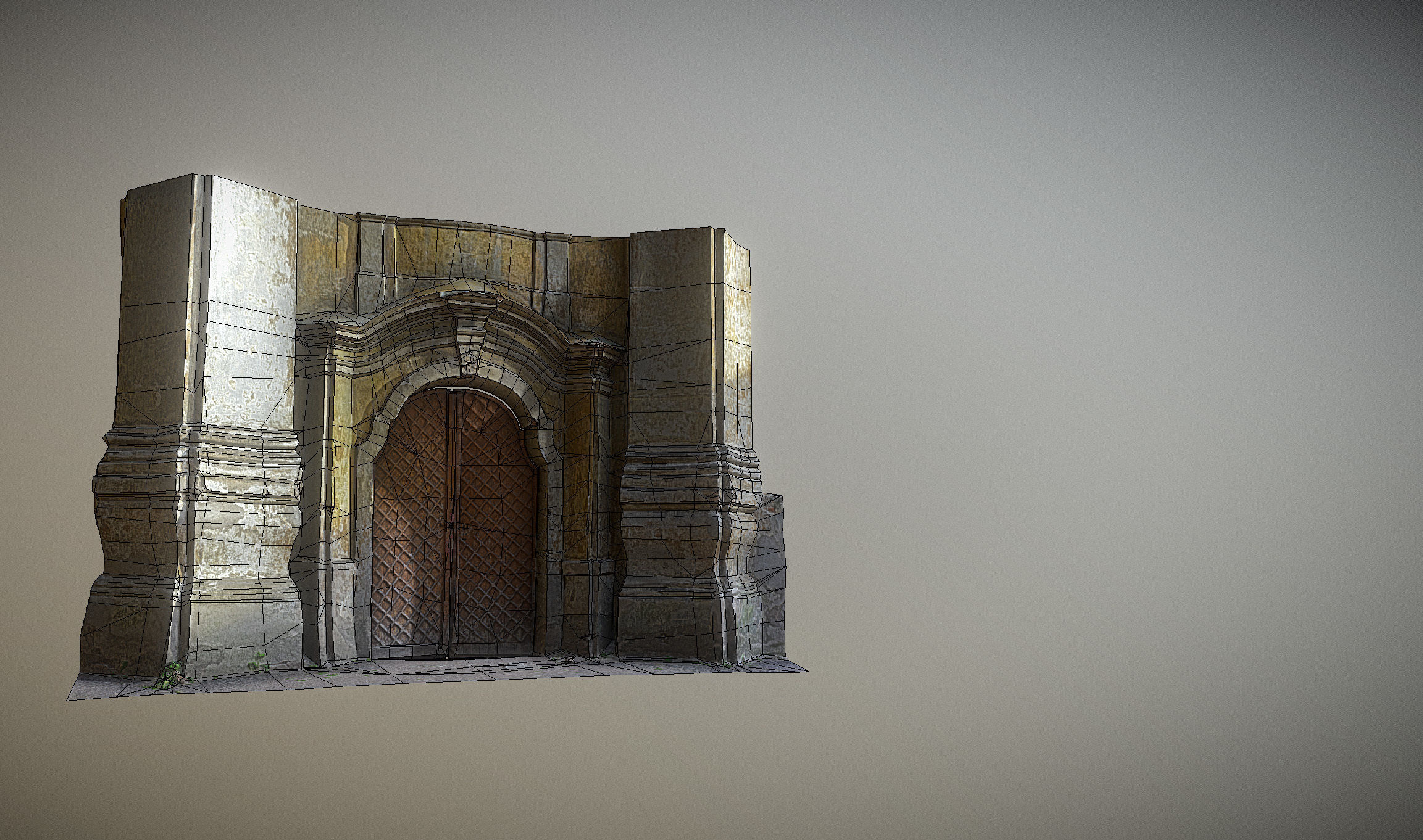 Old rusty church gate scan Low-poly 3D model_17