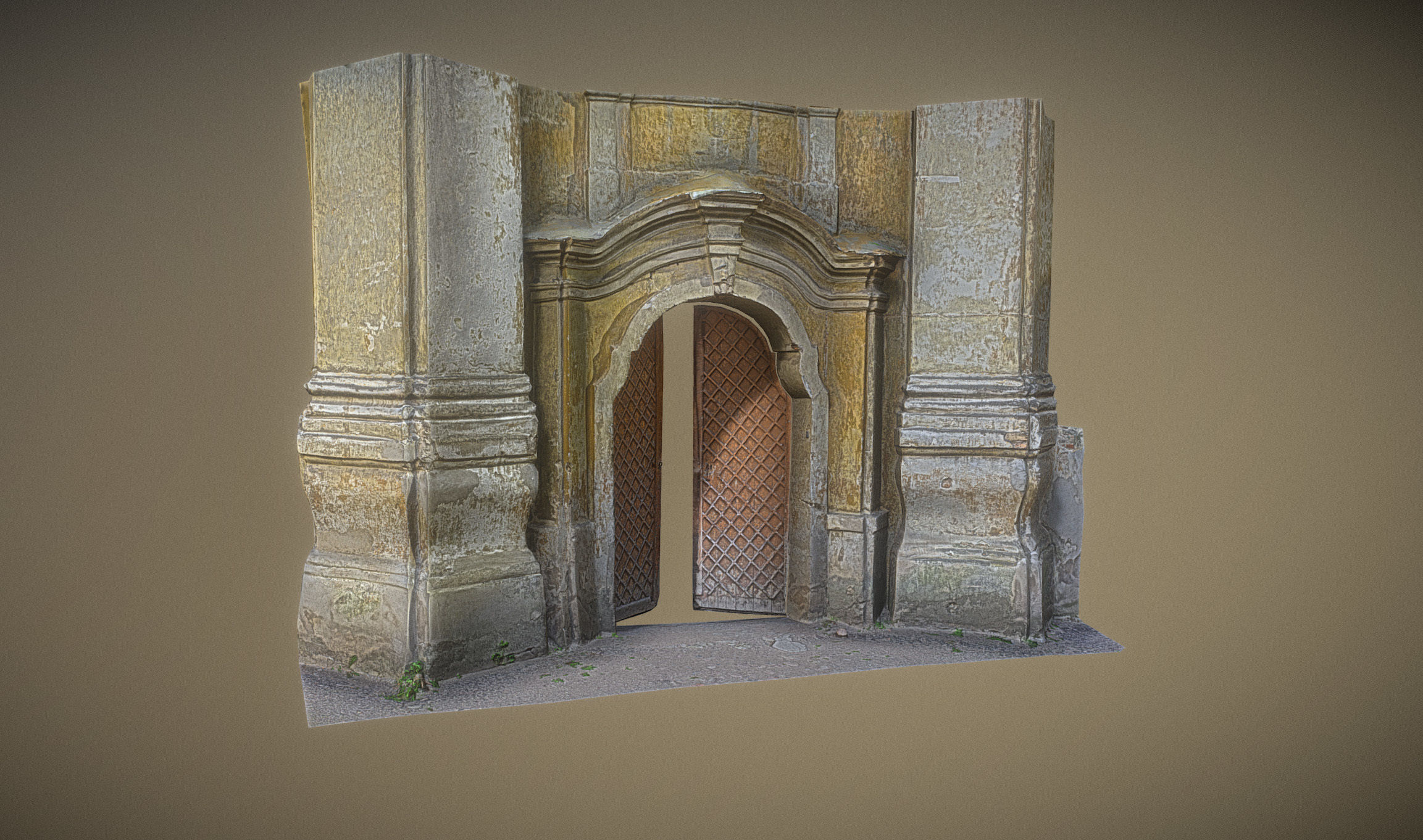 Old rusty church gate scan Low-poly 3D model_9