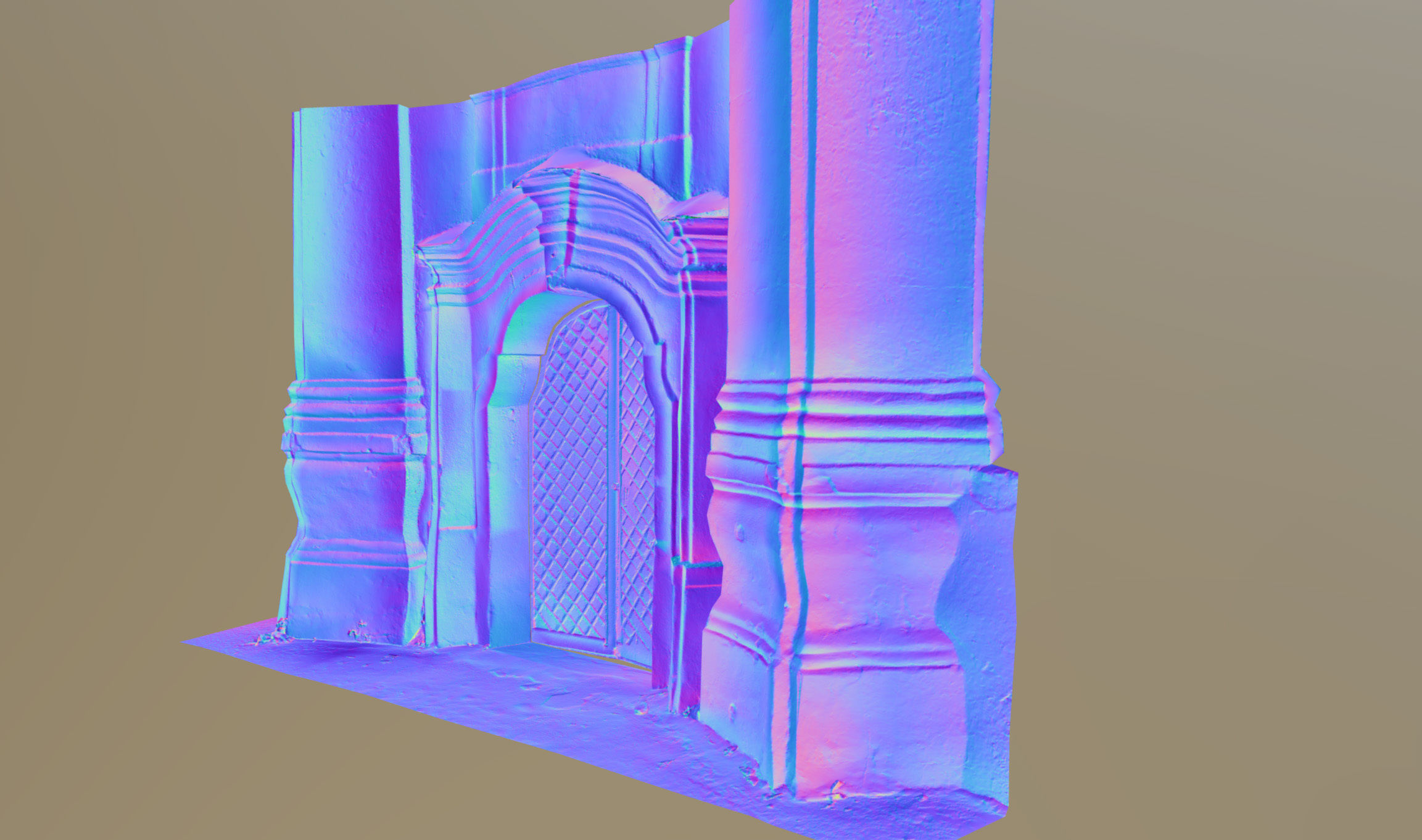 Old rusty church gate scan Low-poly 3D model_31