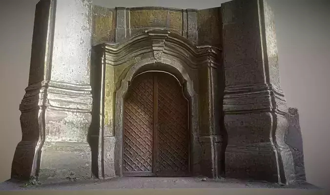 Old rusty church gate scan Low-poly 3D model