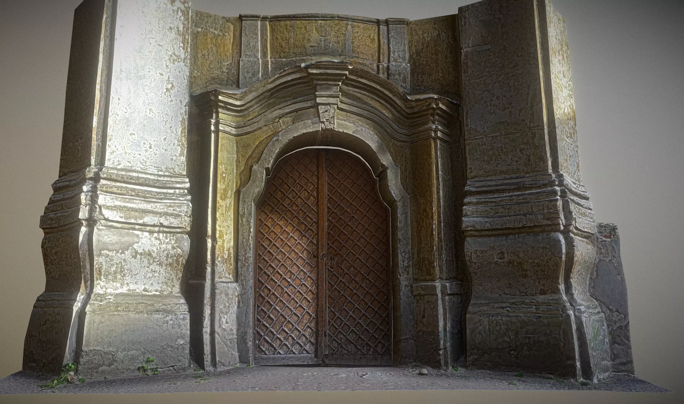 Old rusty church gate scan Low-poly 3D model_0