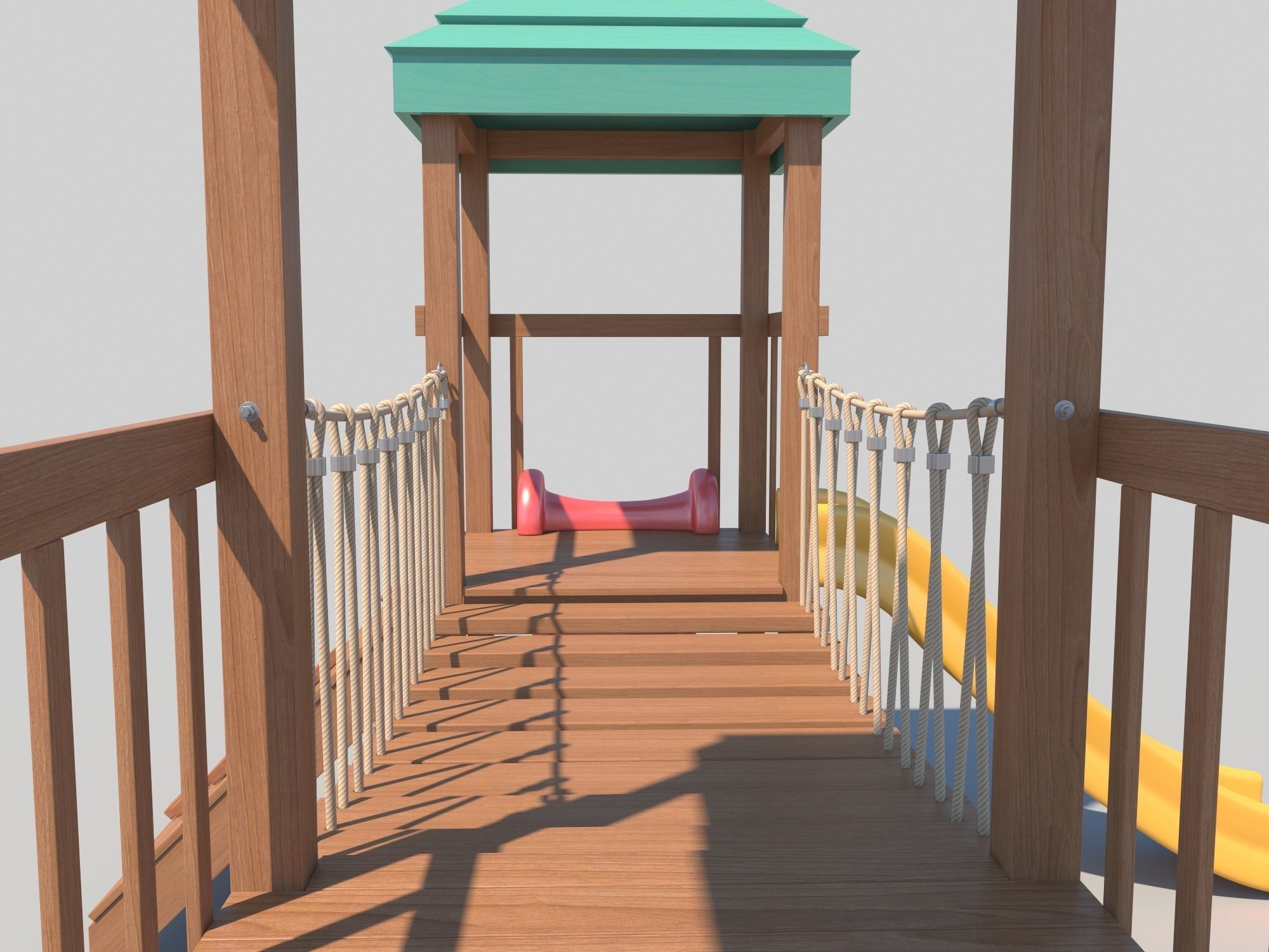 Playground Wooden Fort With Slides 3D model CGTrader