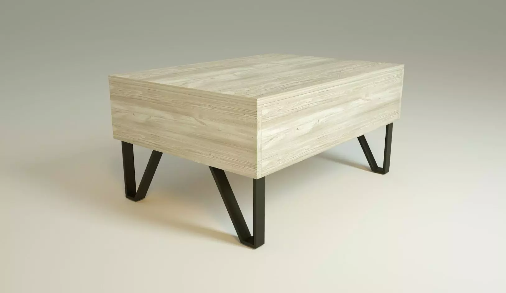 Wooden coffe table animated 3D model