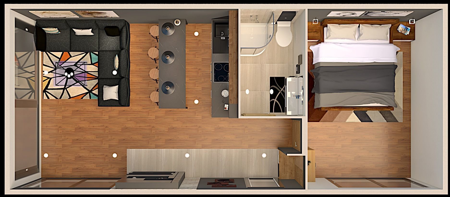 mobile home vacation house tiny house on 36m2 Low-poly 3D model_2