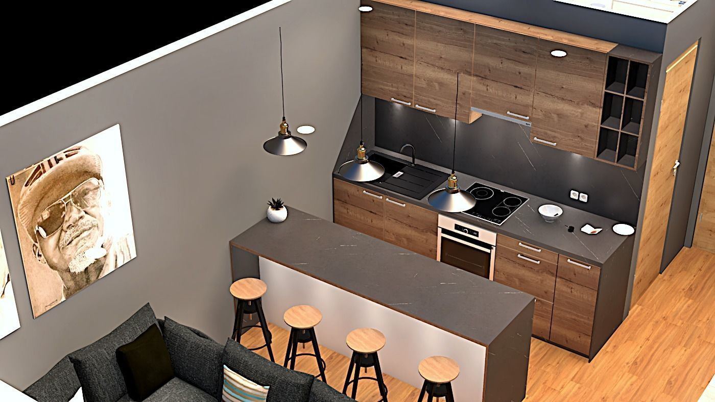 mobile home vacation house tiny house on 36m2 Low-poly 3D model_8