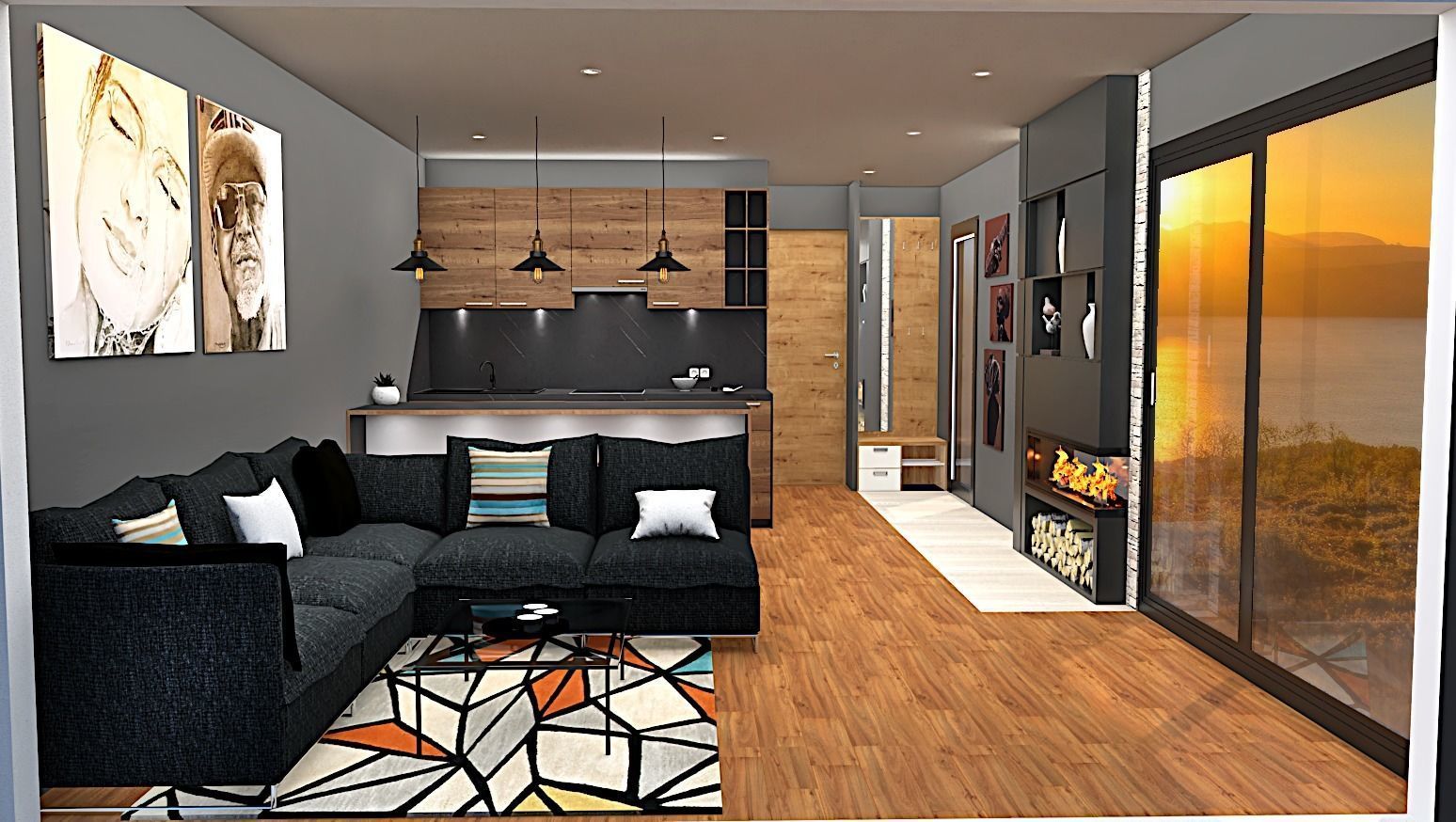 mobile home vacation house tiny house on 36m2 Low-poly 3D model_4