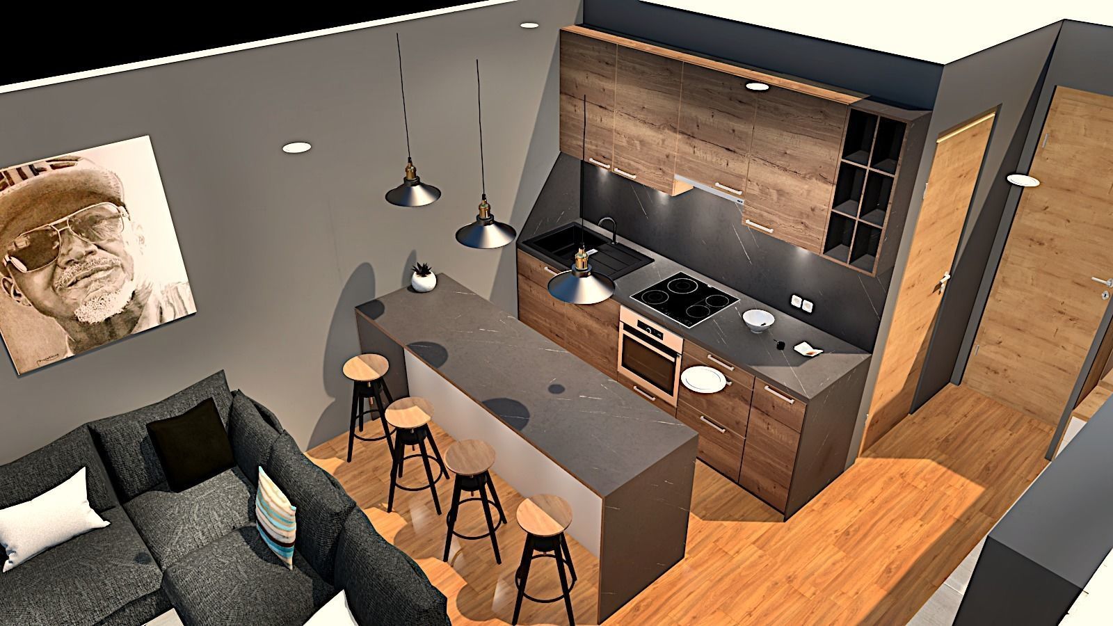 mobile home vacation house tiny house on 36m2 Low-poly 3D model_6