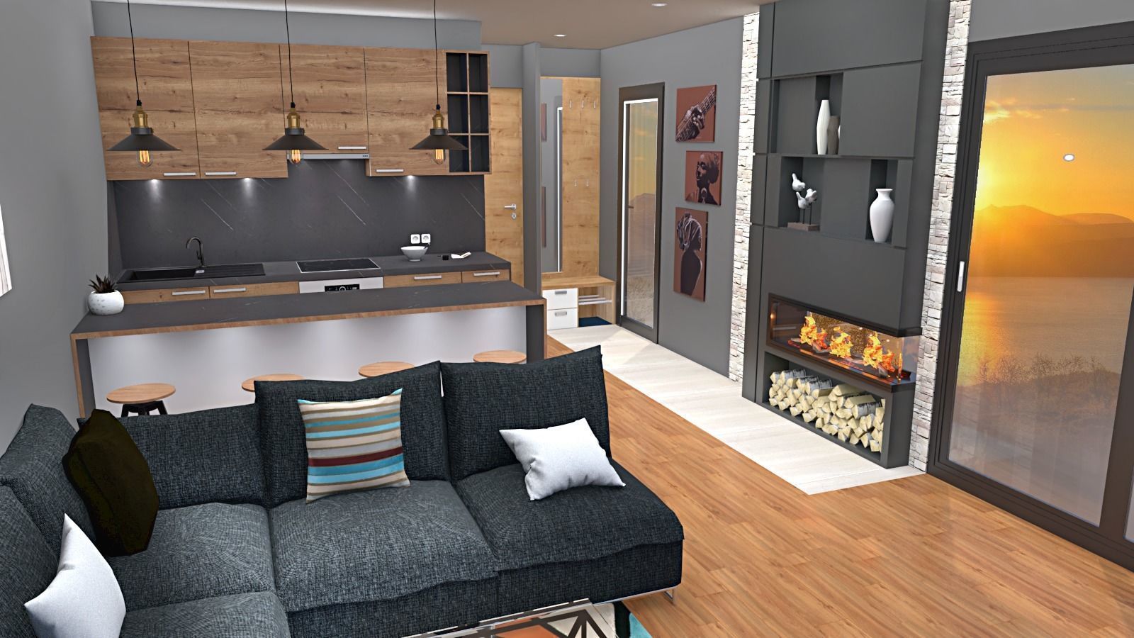 mobile home vacation house tiny house on 36m2 Low-poly 3D model_3