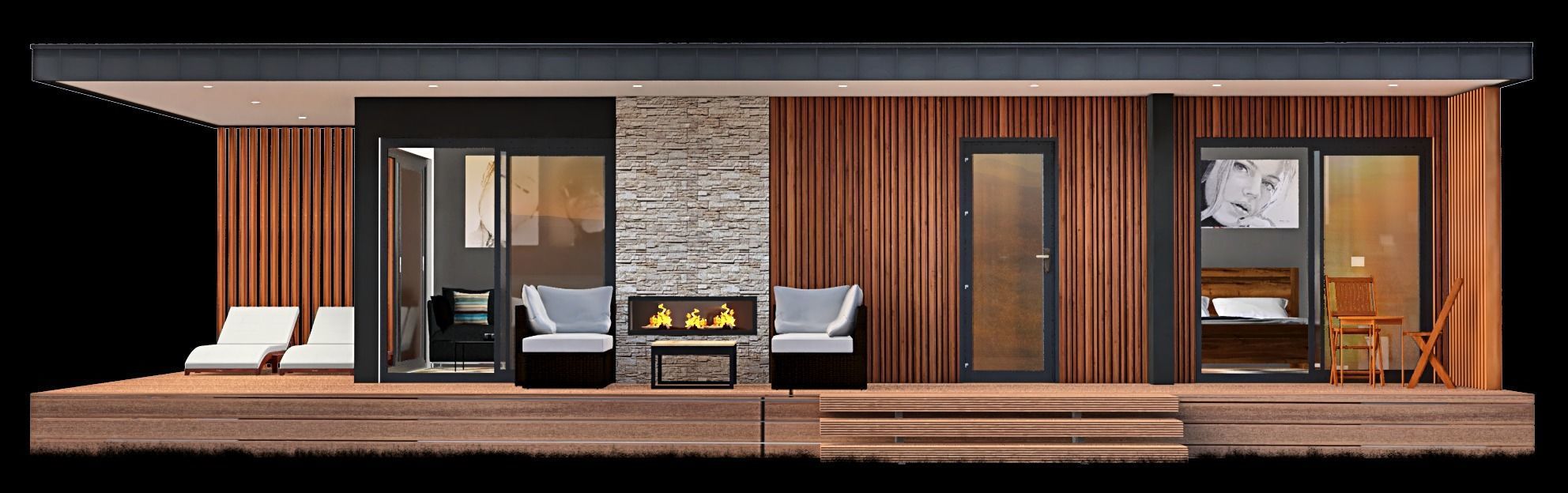 mobile home vacation house tiny house on 36m2 Low-poly 3D model_7