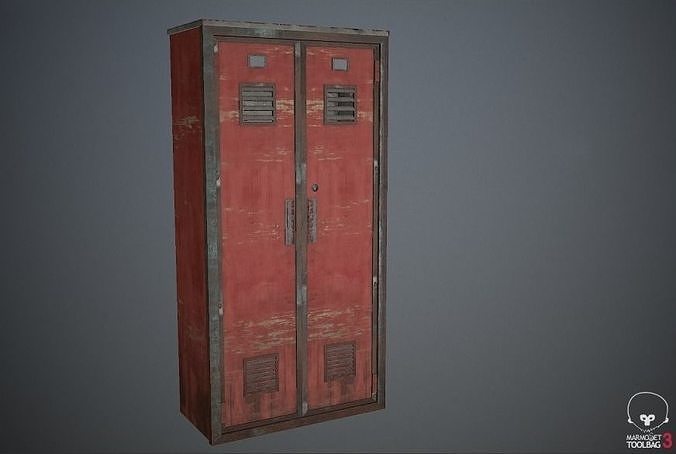 Iron locker police station office furniture interior Low-poly 3D model