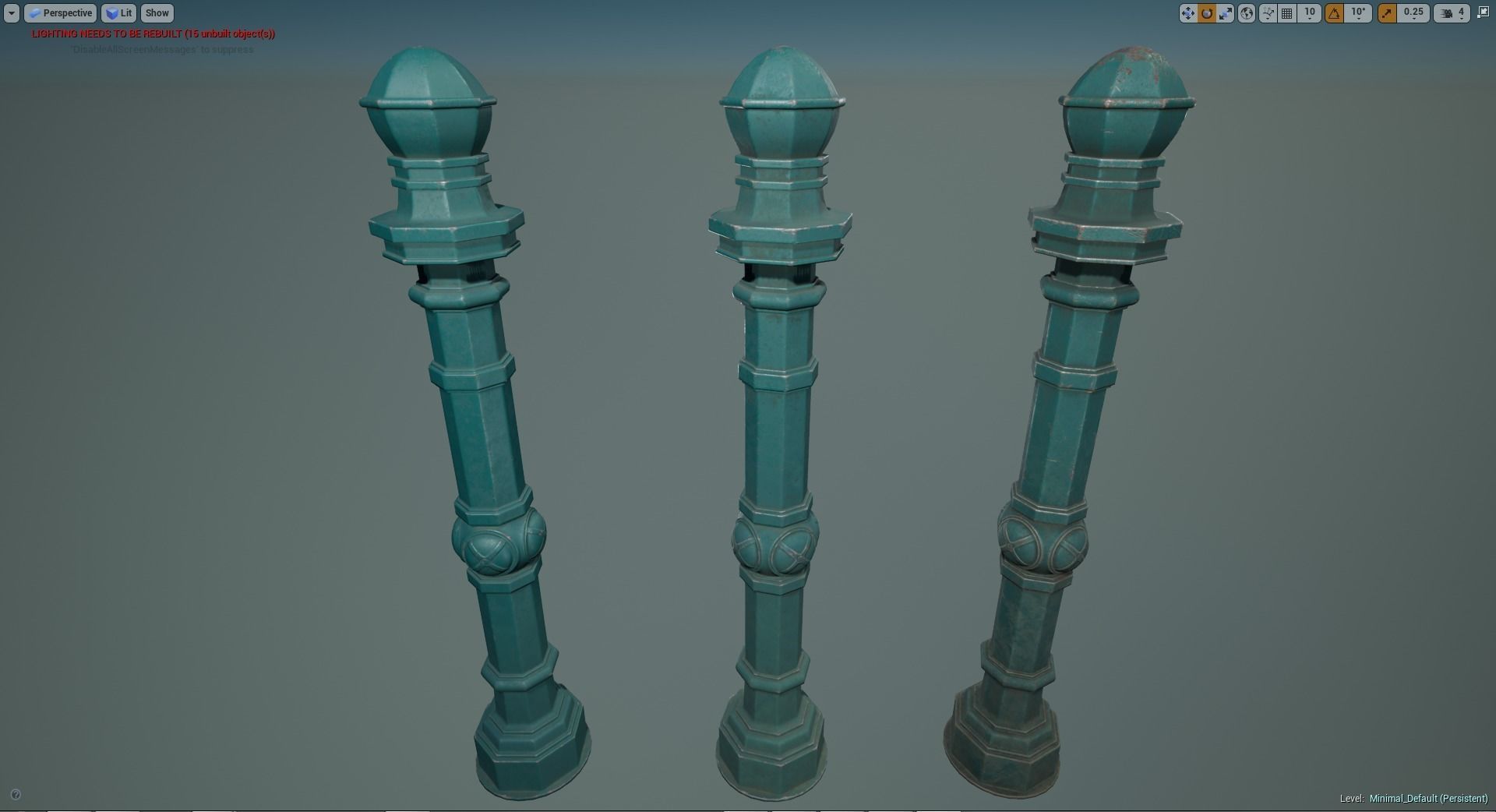 Barrier Bollard Pack 2 v2 Green Three Texture Options Low-poly 3D model_18