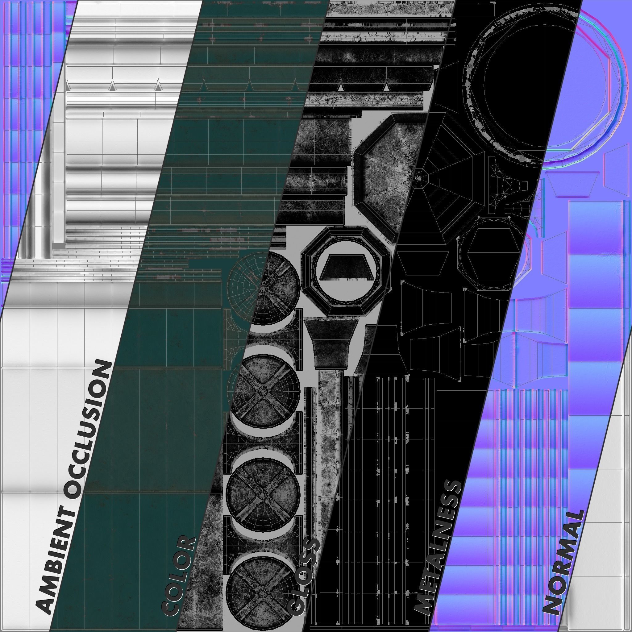 Barrier Bollard Pack 2 v2 Green Three Texture Options Low-poly 3D model_13